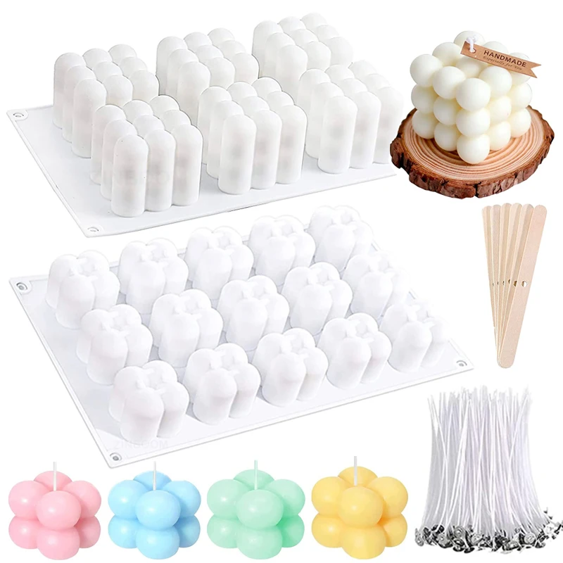 Soap Making Kit Amazon - Set cetakan silikon lilin gelembung 3D,