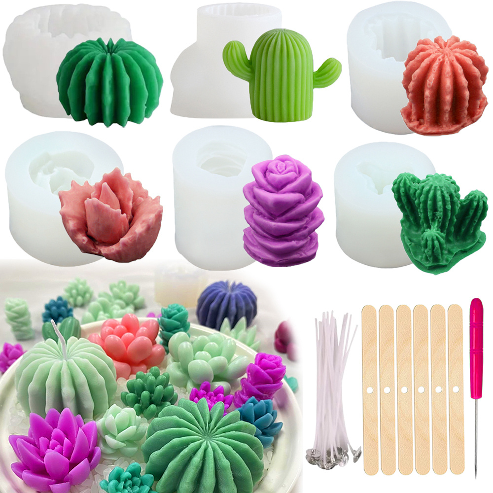 Soap Making Items - 6 Buah Cetakan Lilin Silikon Sukulen